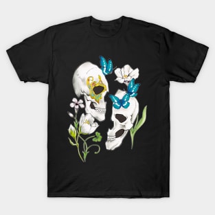 Flower and Butterfly and Skull T-Shirt